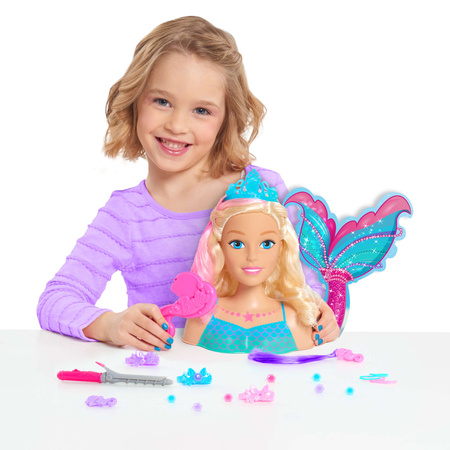 Friseur Meerjungfrau Kopf und Styling Puppe Barbie Dreamtopia + Zubehör