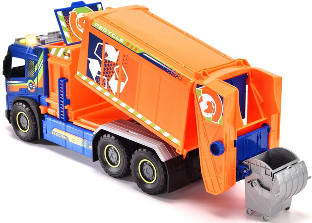 Dickie Volvo Großer orangefarbener Müllwagen riesiges Industriefahrzeug 50cm Licht Sound