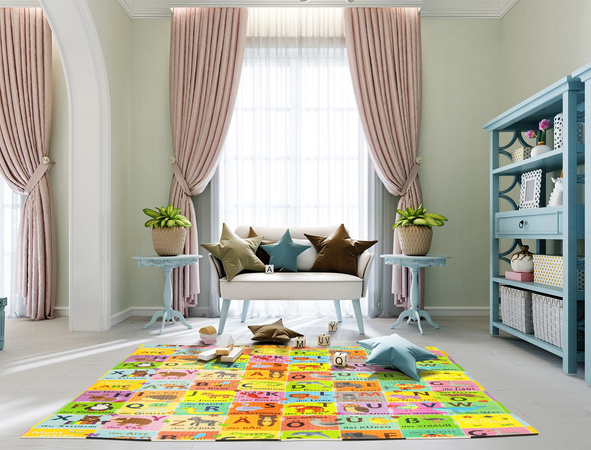 Humbi doppelseitige Lernmatte aus Schaumstoff mit deutschem Alphabet EPE 180x150x1 cm