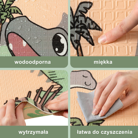 HUMBI Spielmatte Baby, Krabbelmatte, XPE Schaumstoff, Doppelseitig, Flatbar, Wasserdicht, Extra Größe, Teppich Babymatte, Rutschfest, 200x180 Dinosaurier Tiere Buchstaben Messen